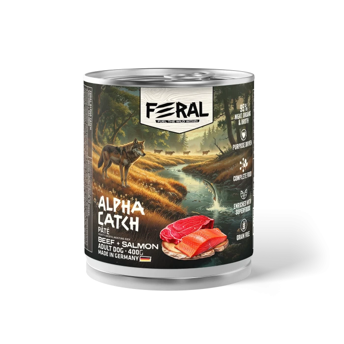 Feral Alpha Catch - Perro Adulto Vacuno con Salmón húmedo - 400gr - imagen 1