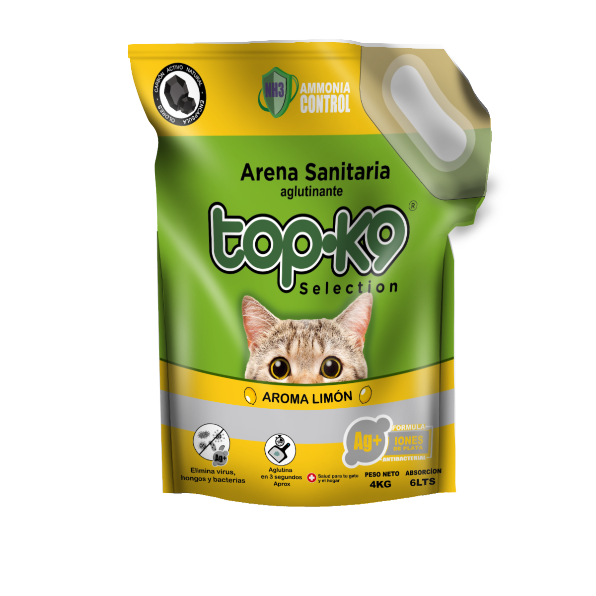 TopK9 Arena sanitaria antibacteriana aglutinante con iones de plata aroma limón