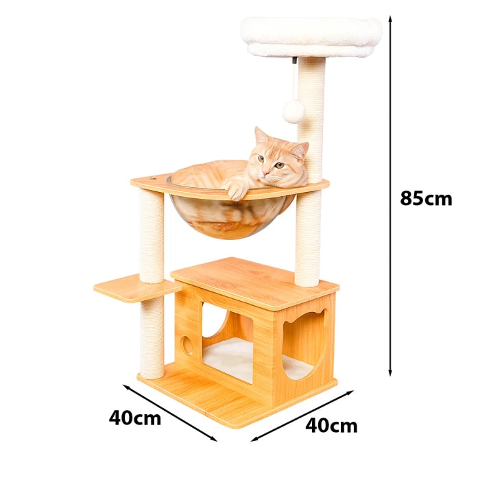 Rascador con capsula y casa madera 85cm - imagen 1