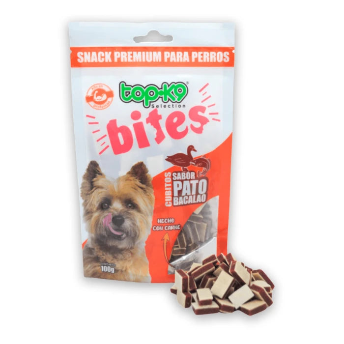 Snack TopK9 Bite cubitos Pato/Bacalao 100Gr - imagen 1