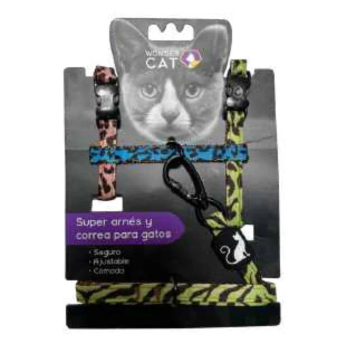 Correa + arnés premium gato animal print