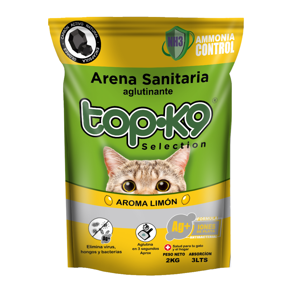 TopK9 Arena sanitaria antibacteriana aglutinante con iones de plata aroma limón