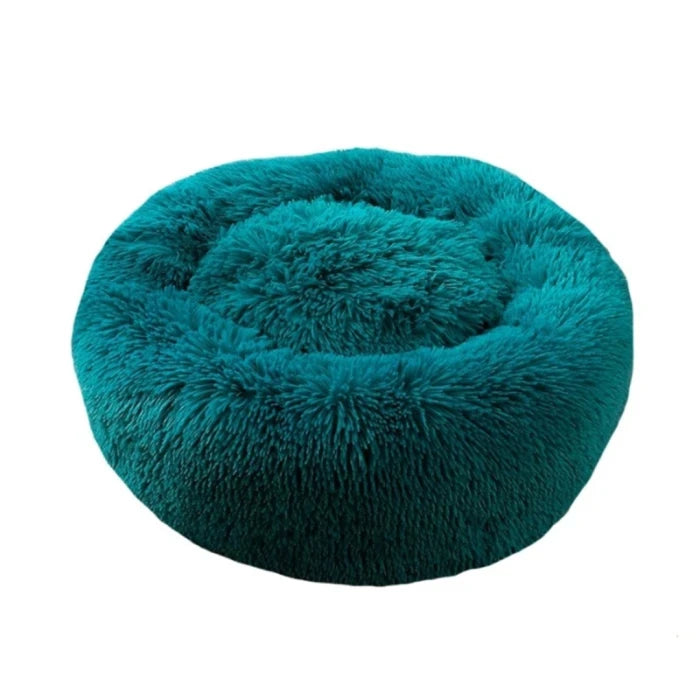 Cama Antiestrés de felpa para perros y gatos - Verde Oscuro