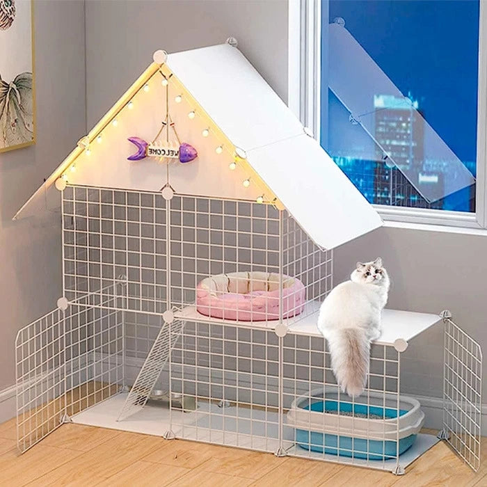 Casa para gatos 2 pisos con techo y desmontable - imagen 1