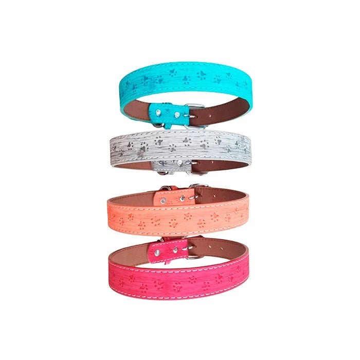 COLLAR ECO CUERO ESTAMPADO PATITAS 22 - Pethome