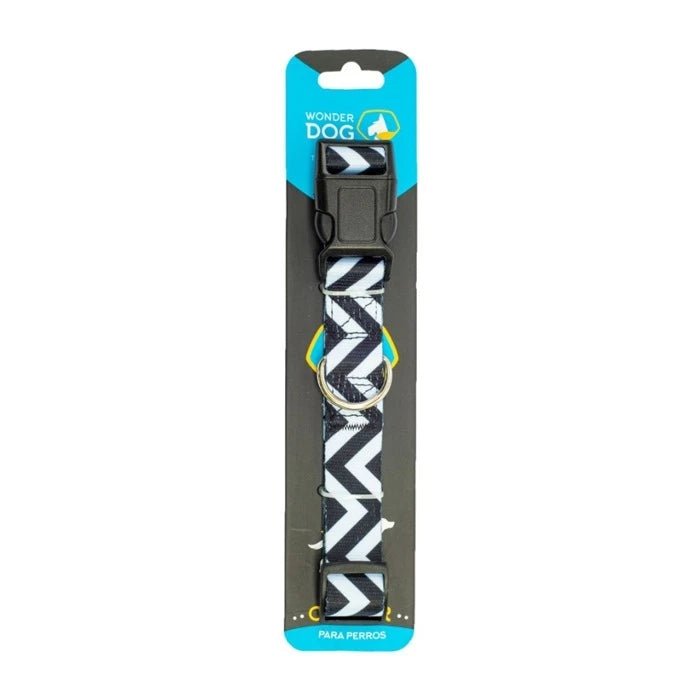 COLLAR L (1.9*35‐50 CM) DISEÑO ZIGZAG BLANCO Y NEGRO WONDER DOG - Pethome