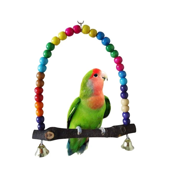 Columpio Madera Colores Para Aves - imagen 1