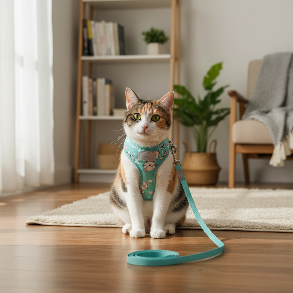 Arnes para Gatos con Correa Verde