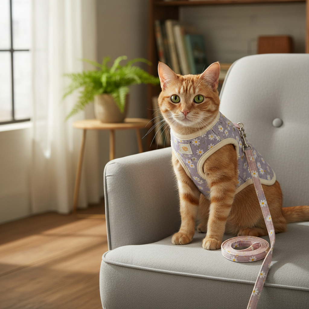 Arnés para Gatos con Diseño Flor y Correa