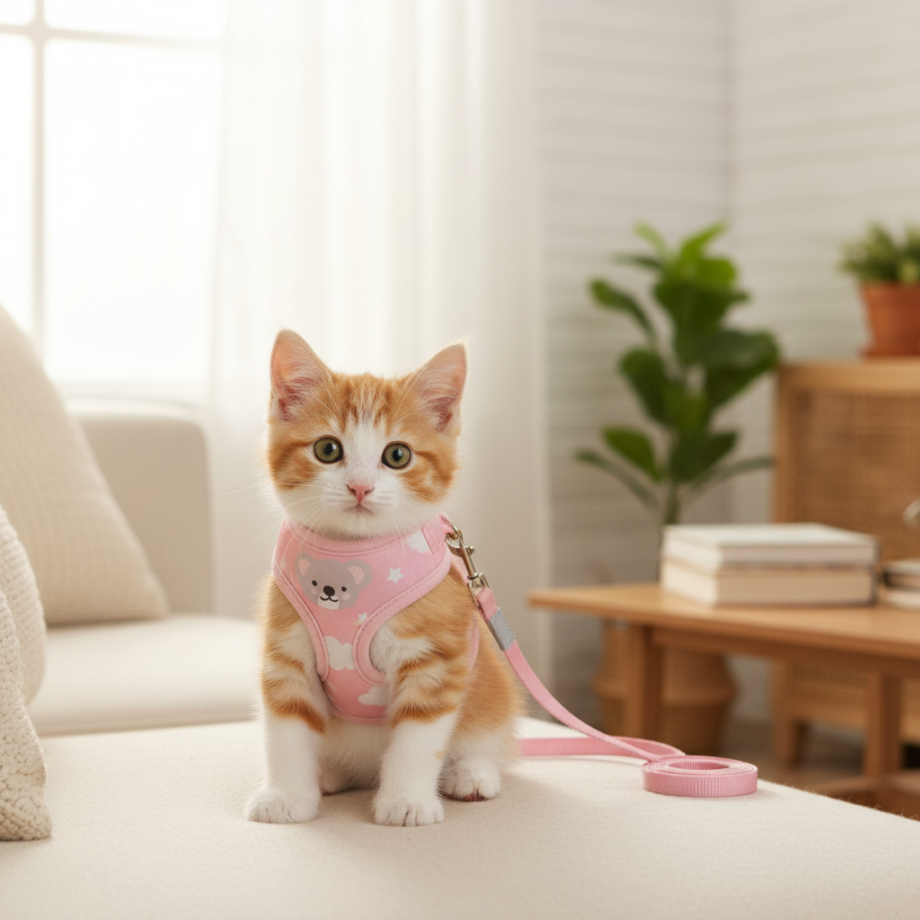 Arnés para Gatos con Correa Rosado