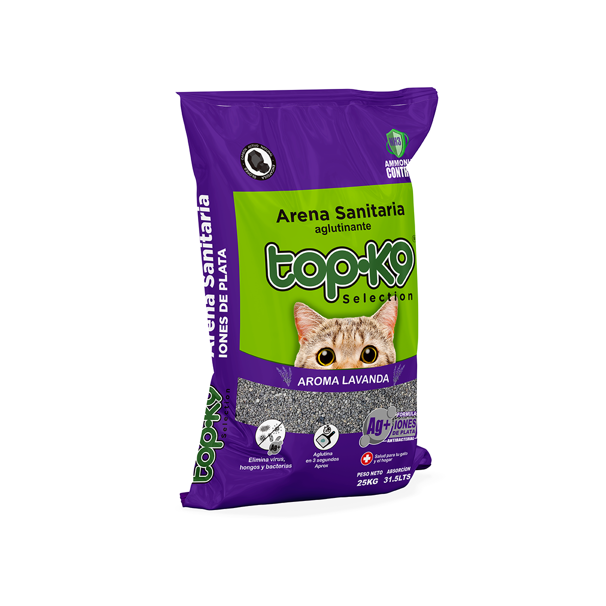 TopK9 Arena sanitaria aglutinante iones aroma Lavanda