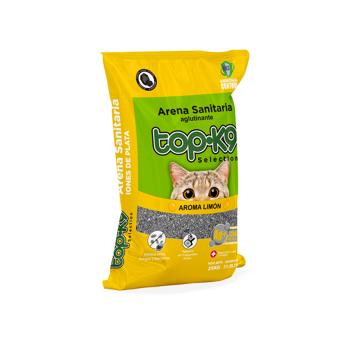 TopK9 Arena sanitaria antibacteriana aglutinante con iones de plata aroma limón