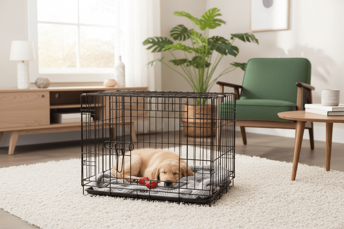 Jaula canil de acero con bandeja de limpieza para perros - Pethome