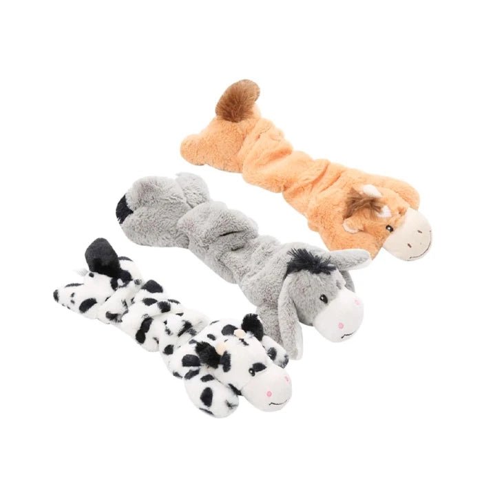 JUGUETE BURRO DE PELUCHE ELASTICO PARA MASCOTAS 30.5x10.5 CM - Pethome