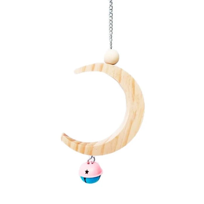 JUGUETE COLGANTE LUNA DE MADERA PARA AVES - Pethome