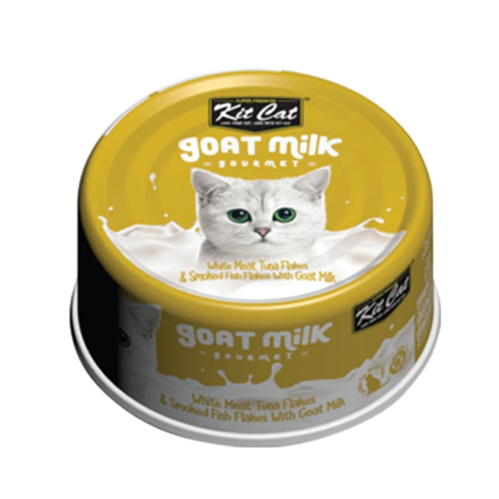 Kit Cat Copos de Atún de Carne Blanca y Copos de Pescado Ahumado con Leche de Cabra 70G - imagen 1