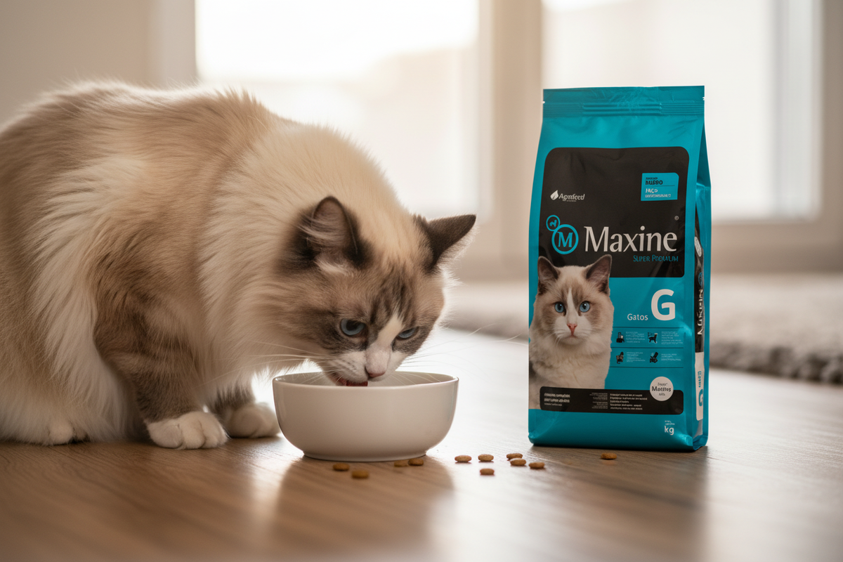 Maxine Gatos G - Ragdoll comiendo