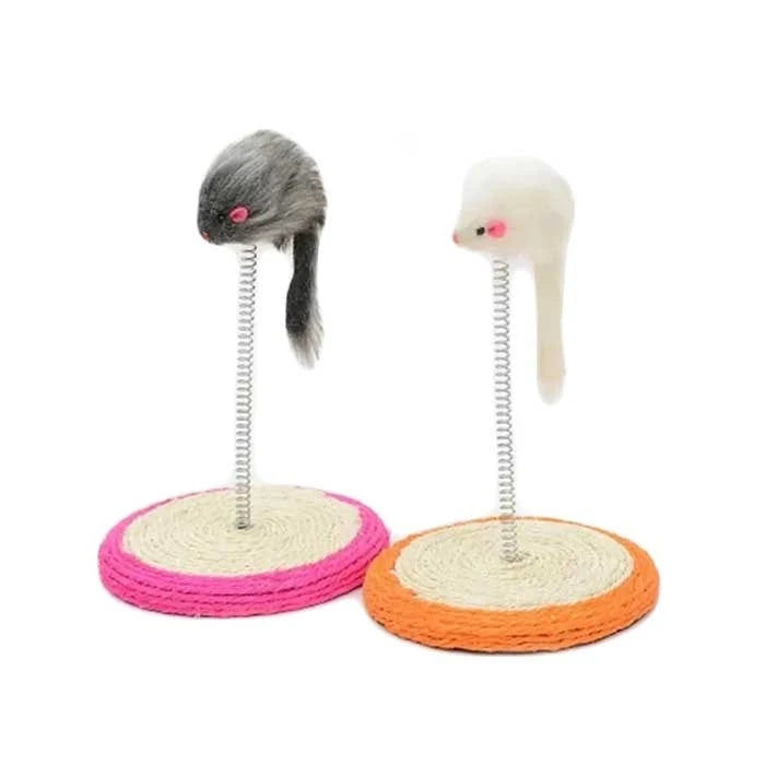 Mini Rascador de Sisal con Ratón con Resorte para gatos - imagen 1