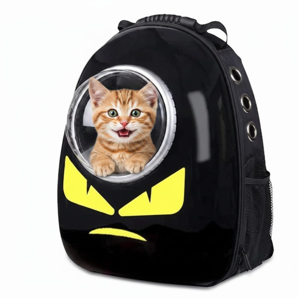 Mochila astronauta con gatito feliz