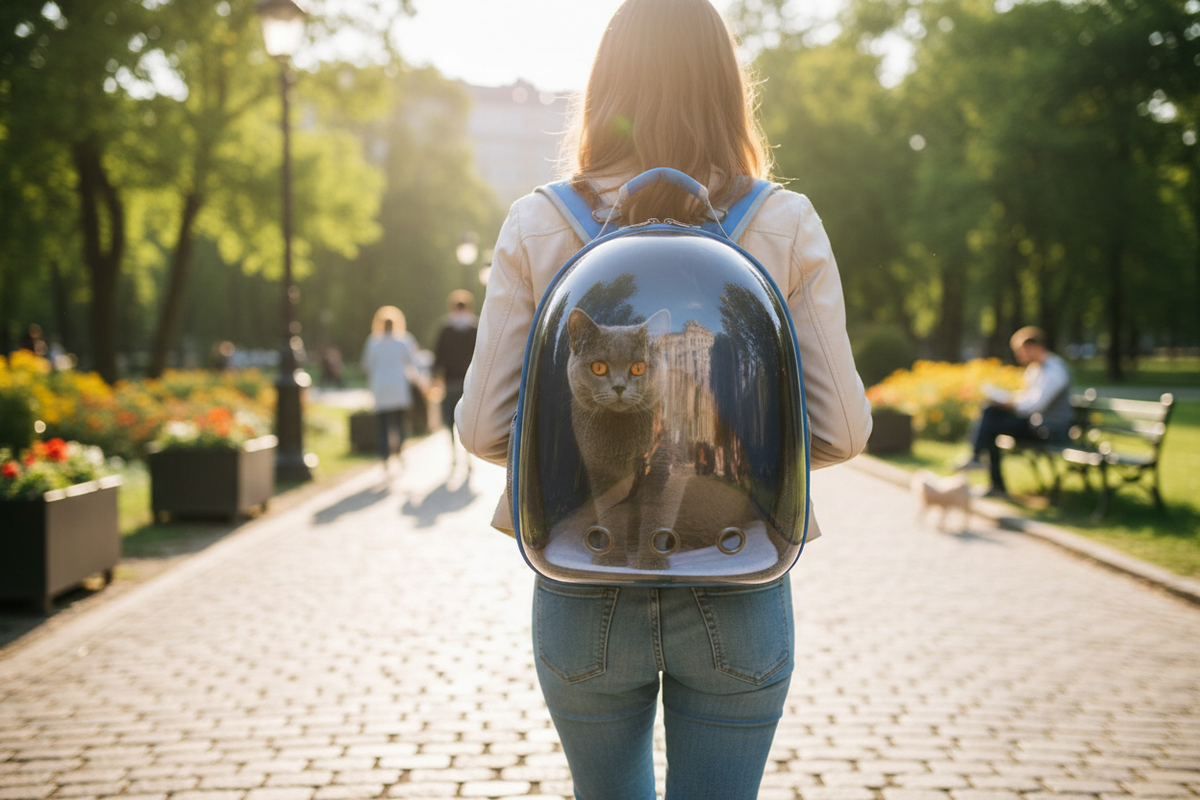 Mochila astronauta en paseo urbano