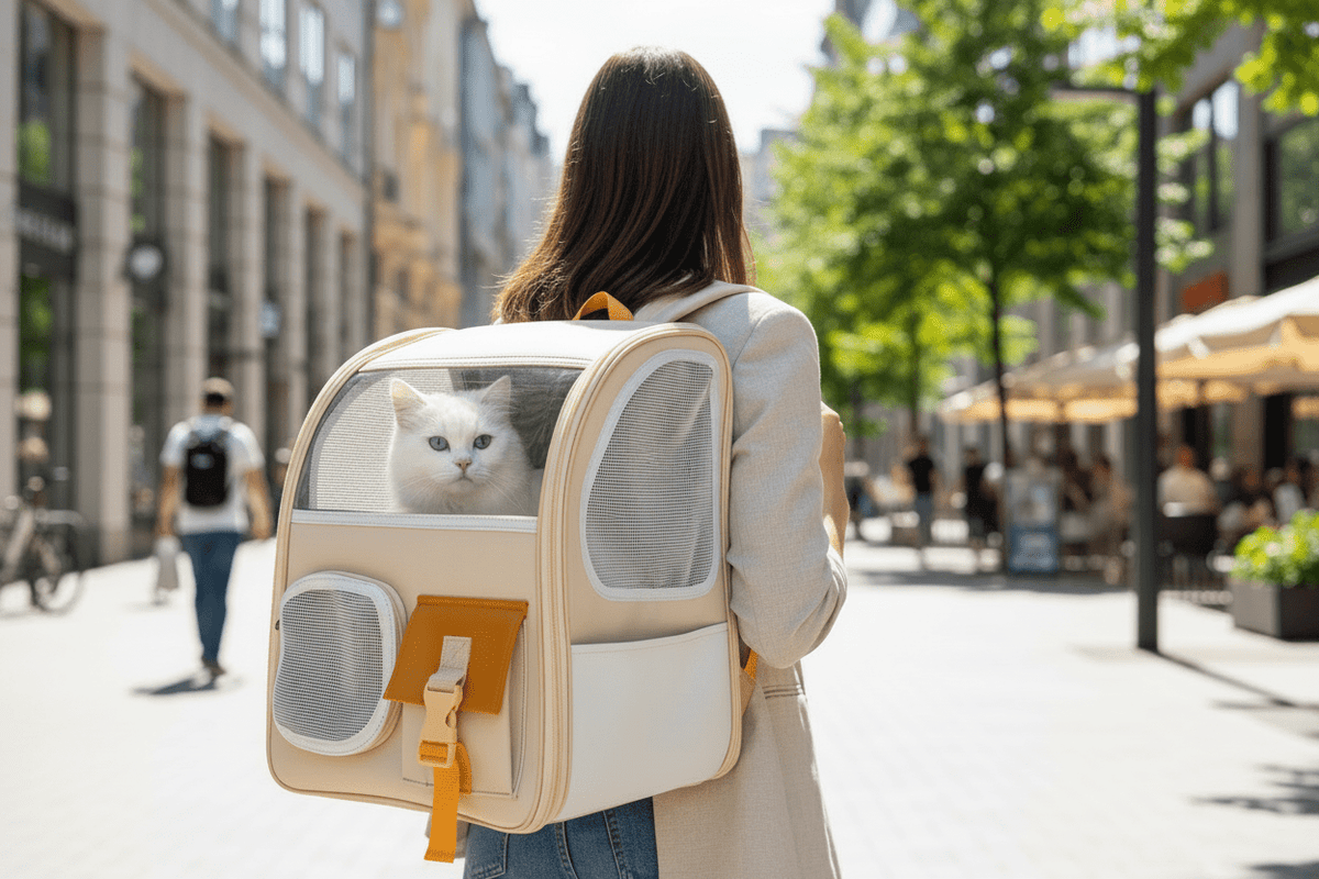 MOCHILA DE TRANSPORTE PARA GATOS NARANJA - Pethome