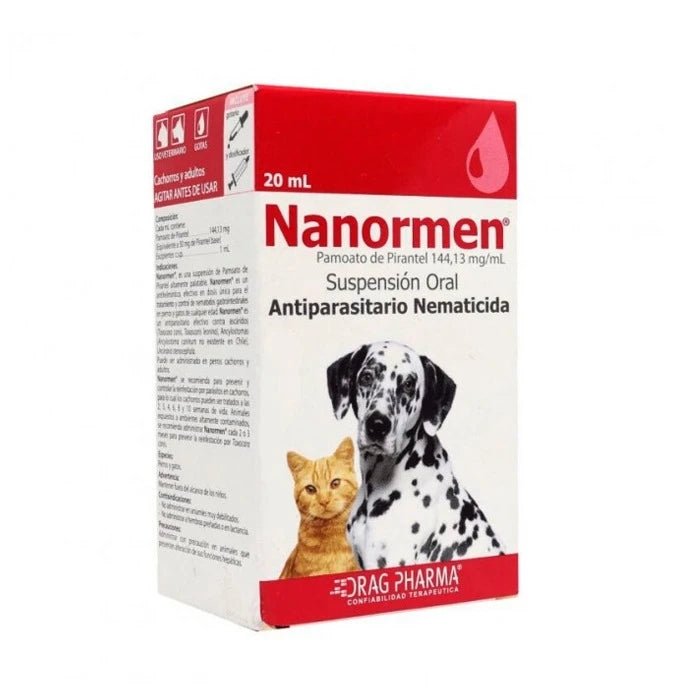 Nanormen Suspensión oral, Antiparasitario para Perros y Gatos 20ML - Pethome