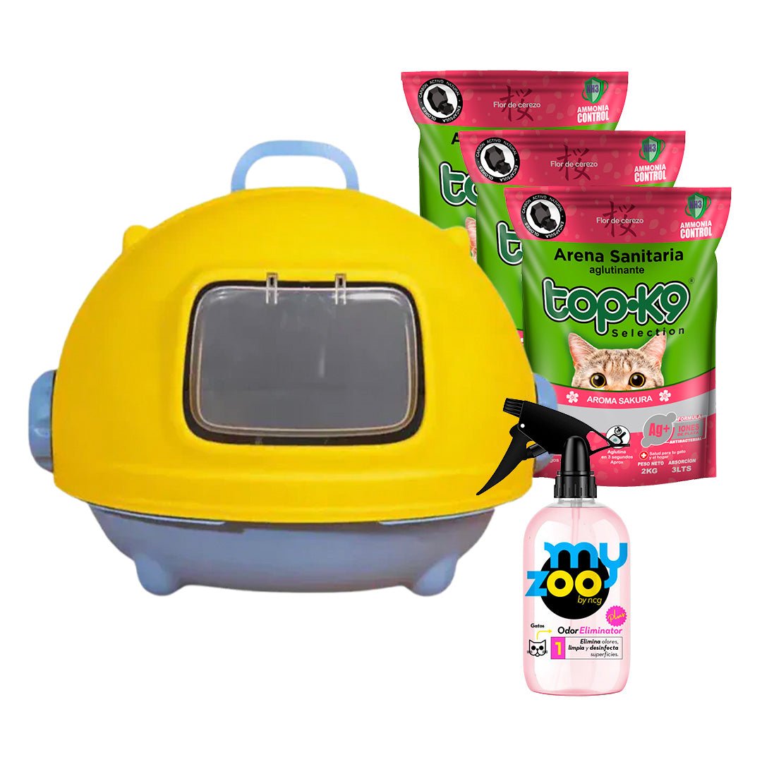 Pack Baño Space + 6KG Arena + Spray Desinfectante/Desodorizante - Pethome