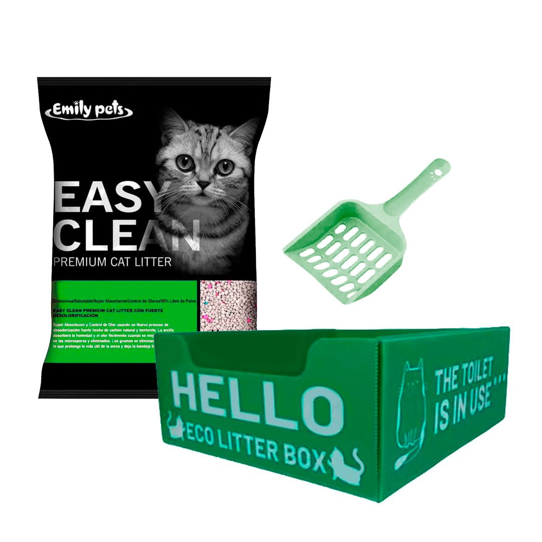 Pack Gato Eco: Baño ecológico + 8kg Arena Easy Clean + Pala - Pethome