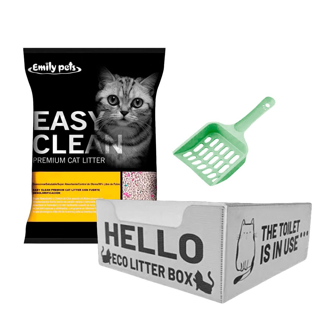 Pack Gato Eco: Baño ecológico + 8kg Arena Easy Clean + Pala - Pethome