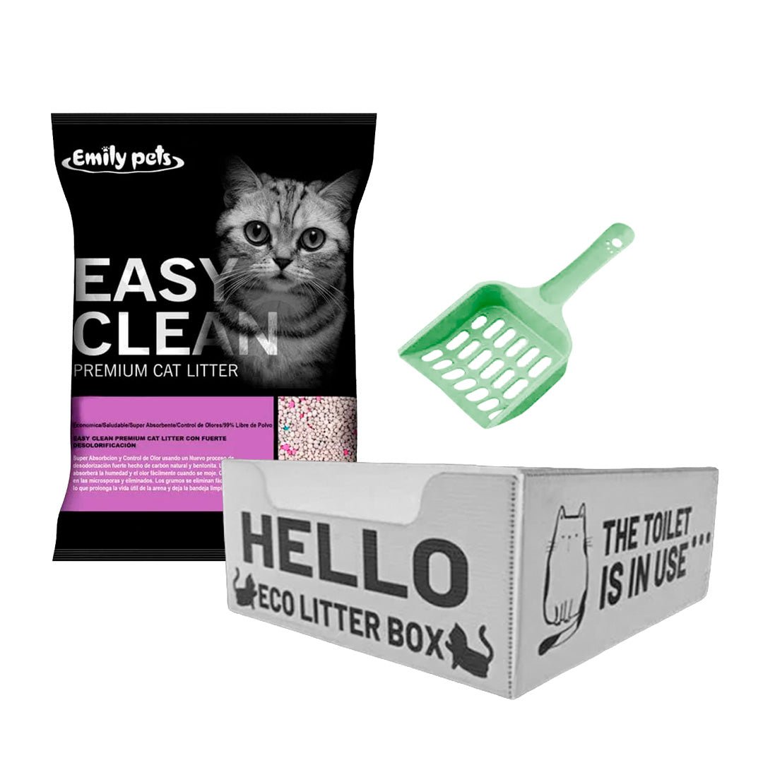 Pack Gato Eco: Baño ecológico + 8kg Arena Easy Clean + Pala - Pethome