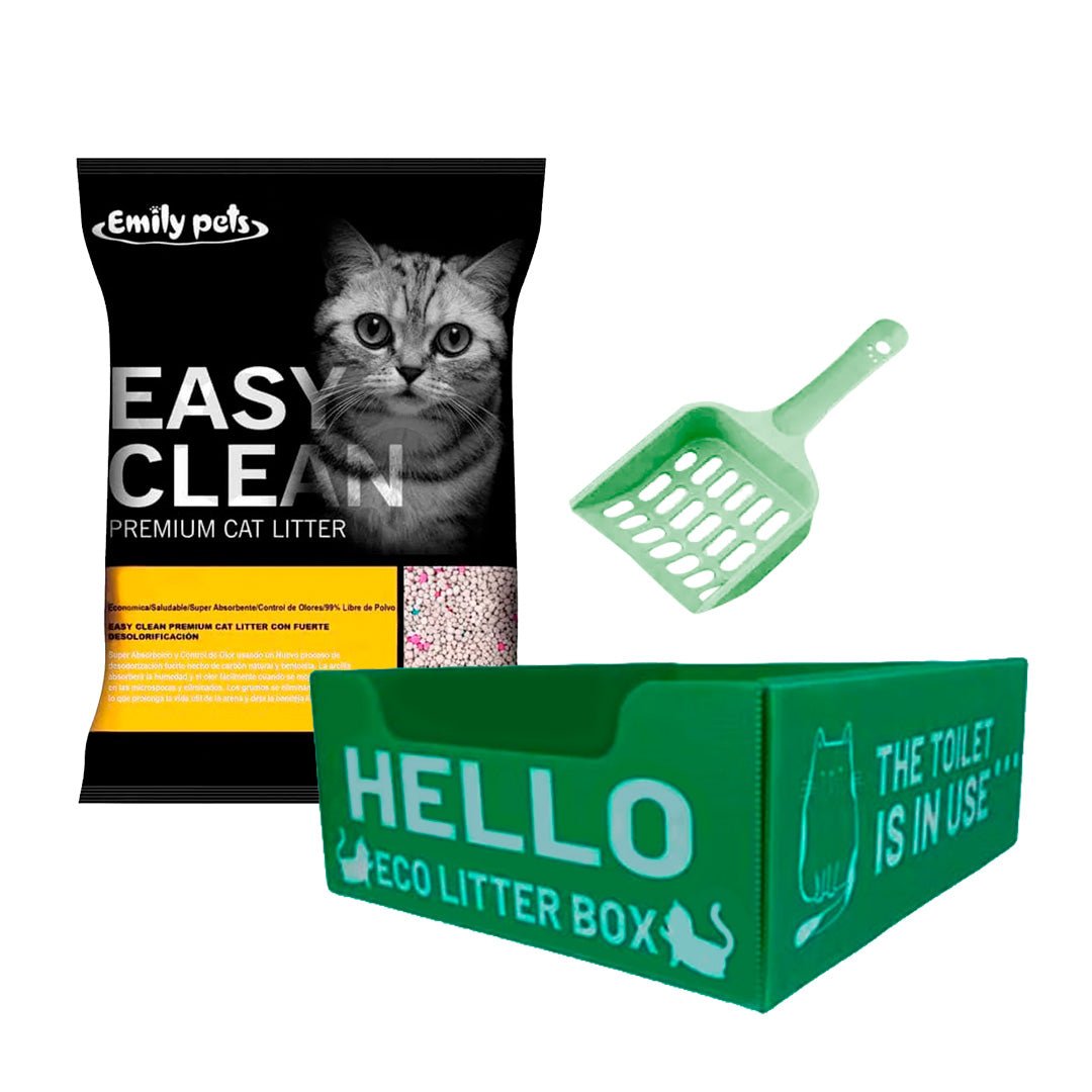 Pack Gato Eco: Baño ecológico + 8kg Arena Easy Clean + Pala - Pethome