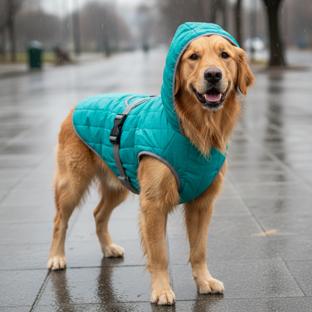 Parka Reversible para perro y gato Celeste Naranjo