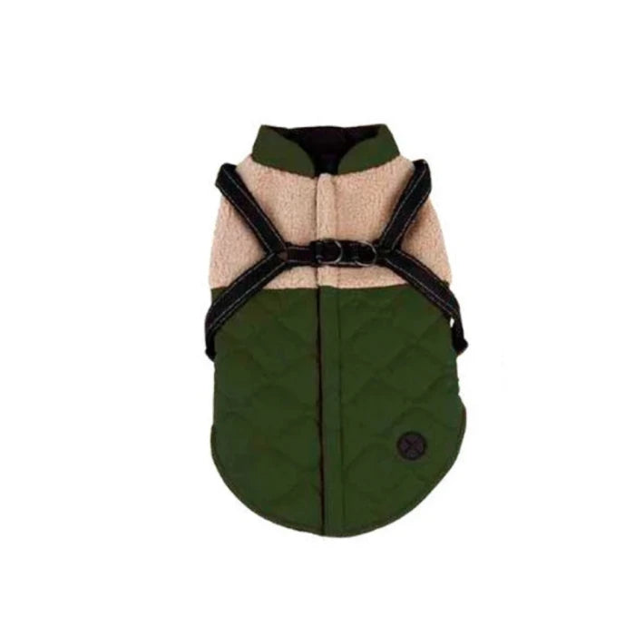 Parka outdoor y arnes para perros Verde