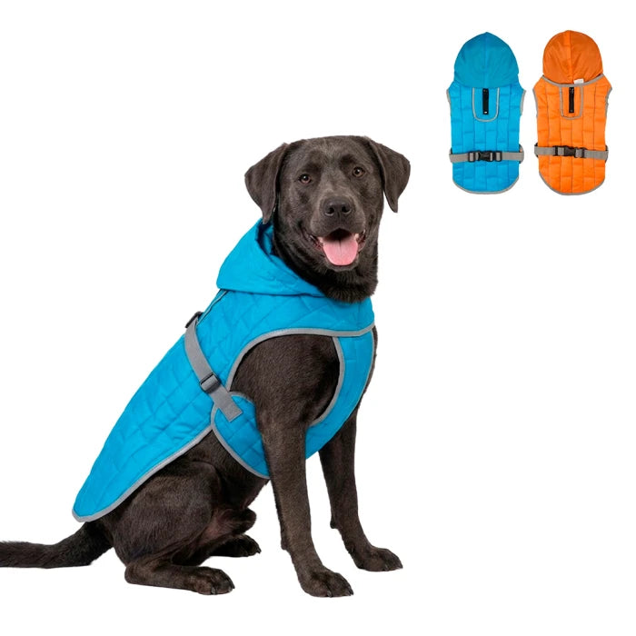 Parka Reversible para perro y gato Azul-Naranjo