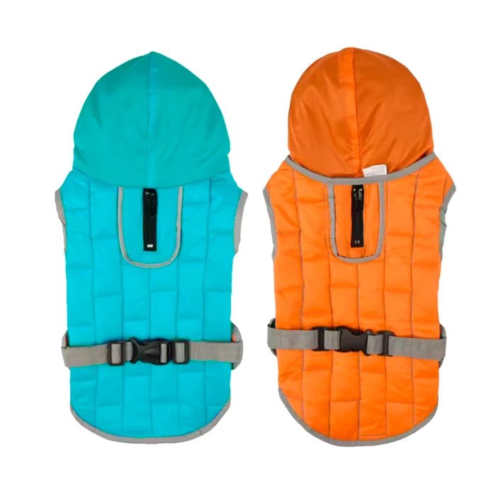 Parka Reversible para perro y gato Celeste Naranjo - Pethome