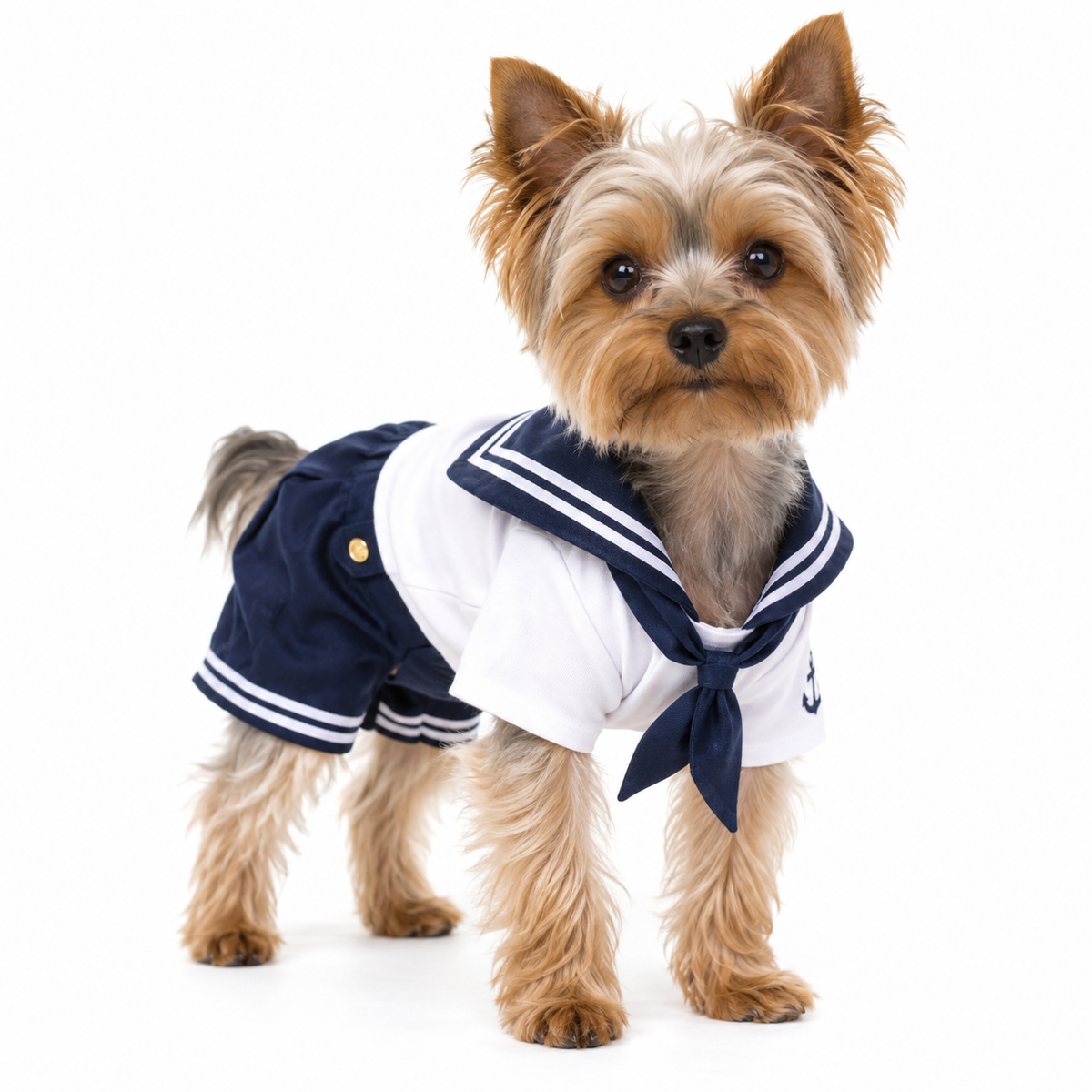 Traje estilo marinero para perros y gatos en mascota real