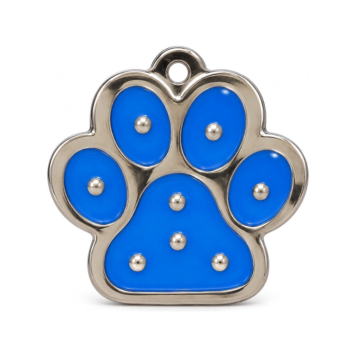 Placa de identificación personalizada Huella azul con grabado - Pethome