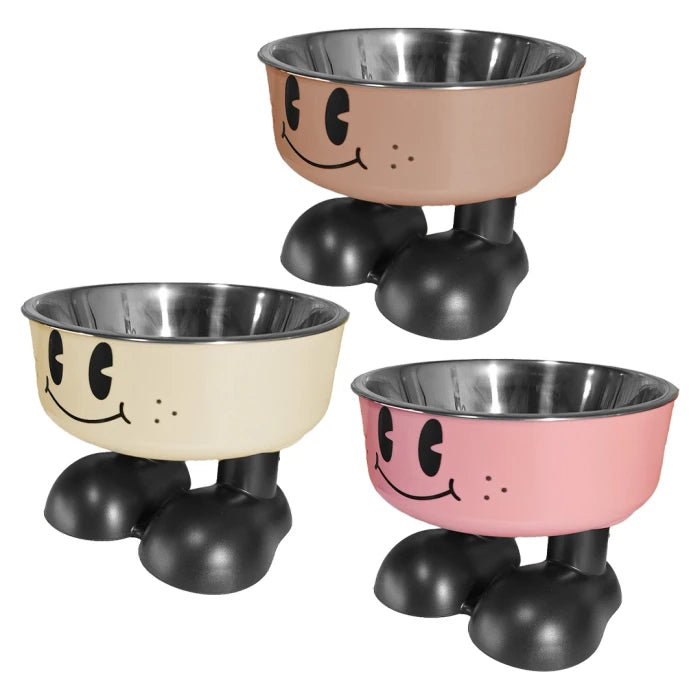Plato para mascotas elevado Sonrisa Happy con botitas - Pethome