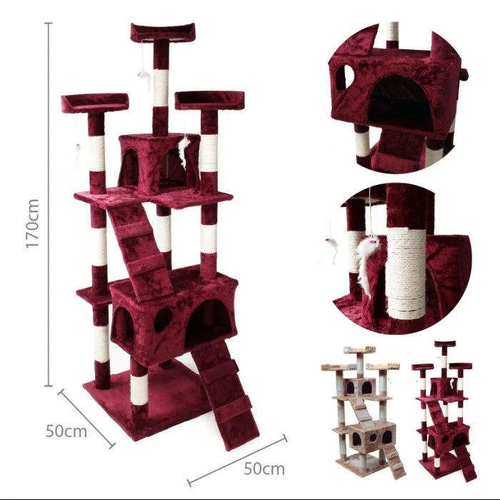 Rascador Torre 1.70M Ideal Para Varios Gatos