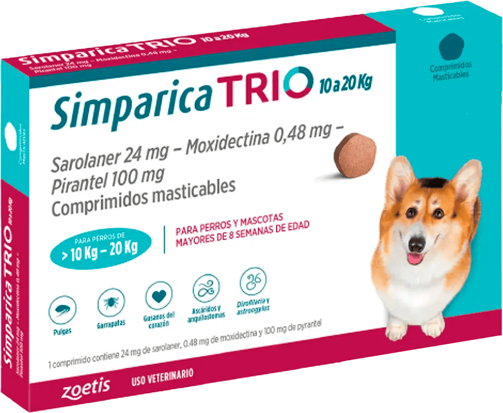 Simparica Trio X1 Comprimido Masticable para perros - Pethome