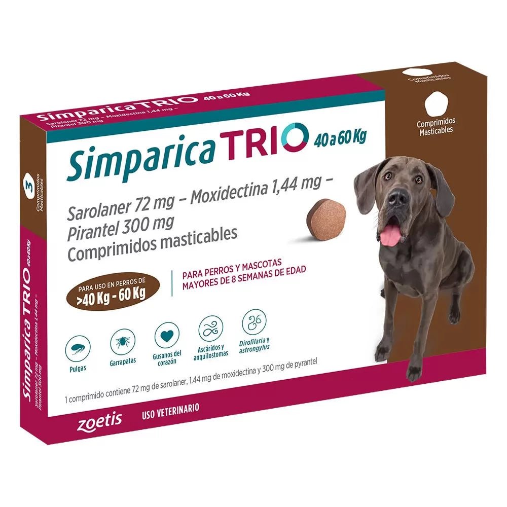 Simparica Trio X1 Comprimido Masticable para perros - Pethome