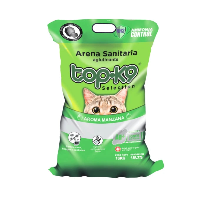 TopK9 Arena sanitaria aglutinante iones aroma Manzana 10Kg - imagen 1