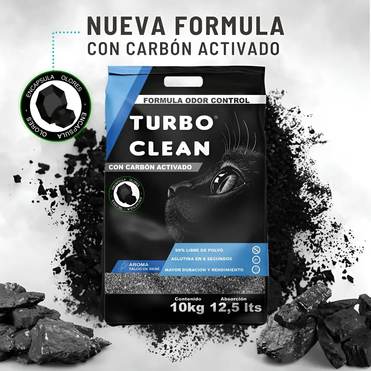 Turbo Clean Aglutinante 10 kg Talco bebe