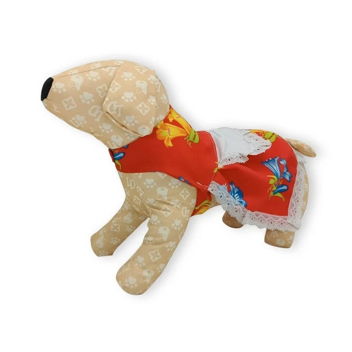 Vestido Huasa Rojo de fiestras patias para perros y gatos