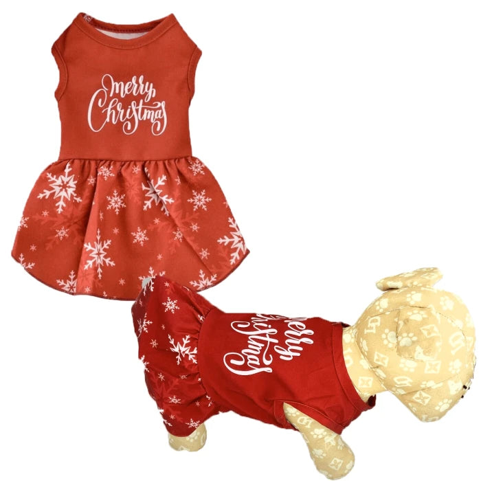 Vestido Rojo Navideño para Mascotas