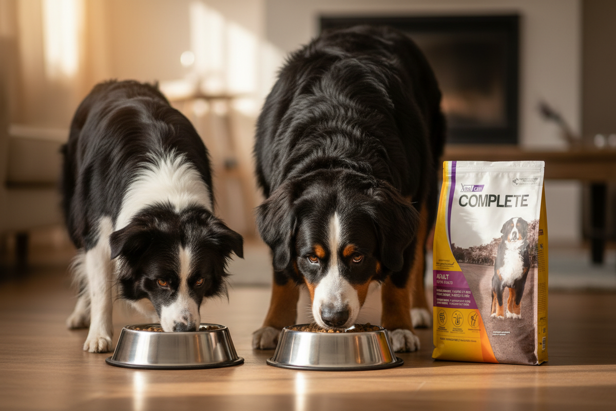 Vitalcan Complete Adult - Bernés y Border Collie comiendo