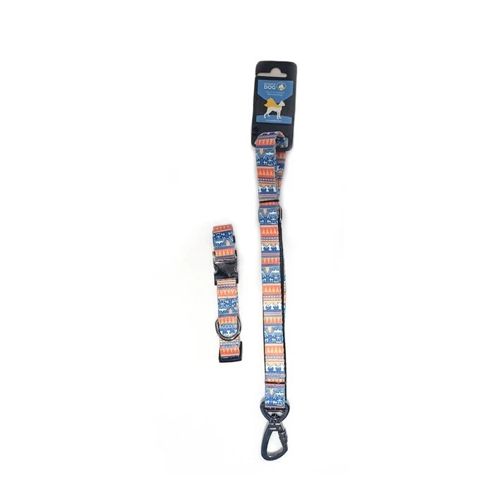 Wonder Dog Collar para Perros con Trailla Azul con Naranja