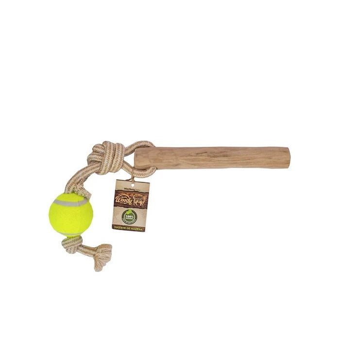 Woody Juguete Palo de madera de café arábica con pelota de tenisD069M - Pethome