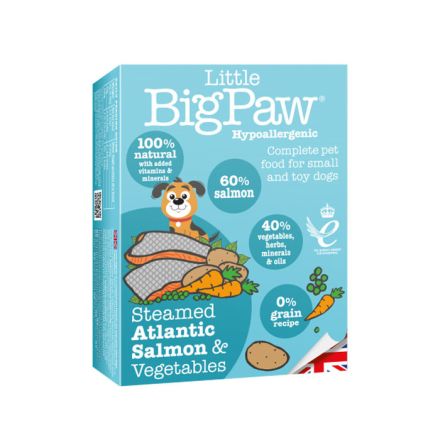 Little BigPaw Terrina de Verduras y Salmón del Atlántico al Vapor para Perro