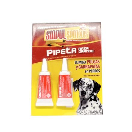 Pipeta anti garrapatas Sinpul Spot Plus Elimina pulgas y garrapatas en perros